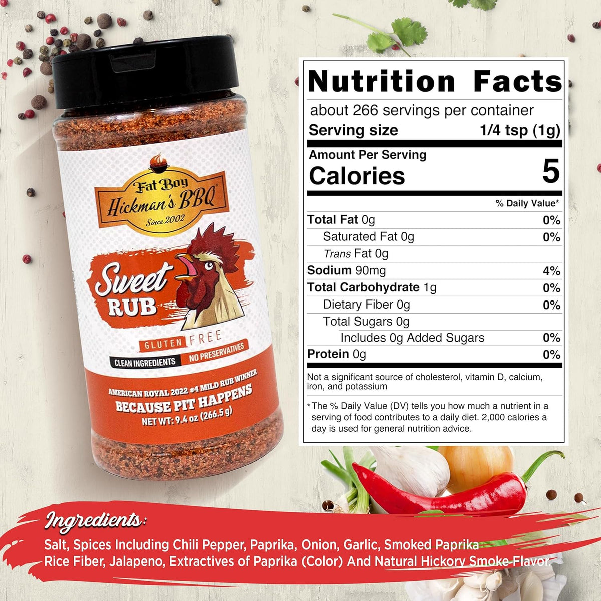 Sweet Natural Gluten Free BBQ Rub 9.4 oz