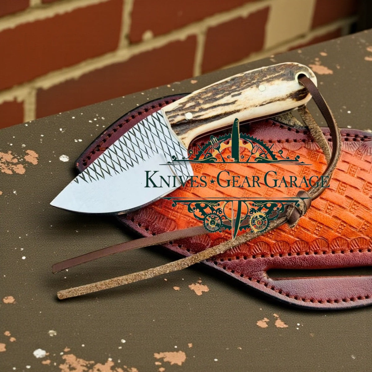 Compact Rasp Steel EDC Knife – 5.2" Handmade Antler Horn Everyday Carry Blade