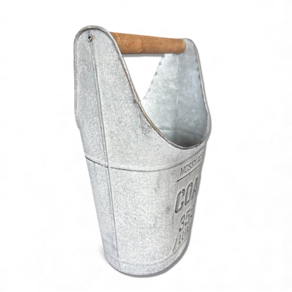 Metal Coal Bucket with Wood Handle