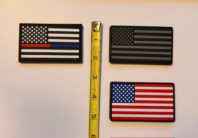 Black/Grey US American Flag Patch - Heavy Duty PVC/Rubber