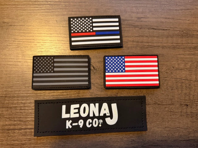 Black/Grey US American Flag Patch - Heavy Duty PVC/Rubber