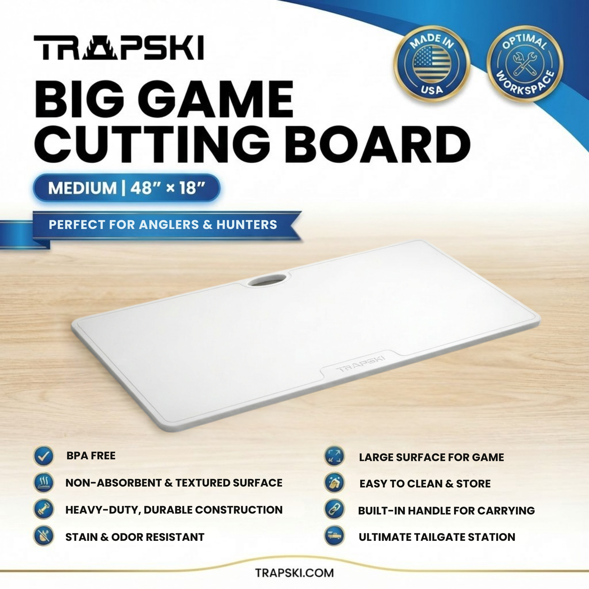 Big Game Cutting Boards HDPE Cutting Boards | 48 x 18 or 24 Inch | Juice Grooves
