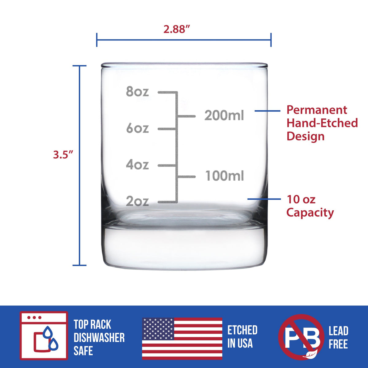 Cocktail Measuring Cup Whiskey Rocks Glass