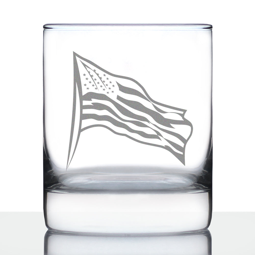 American Flag Whiskey Rocks Glass