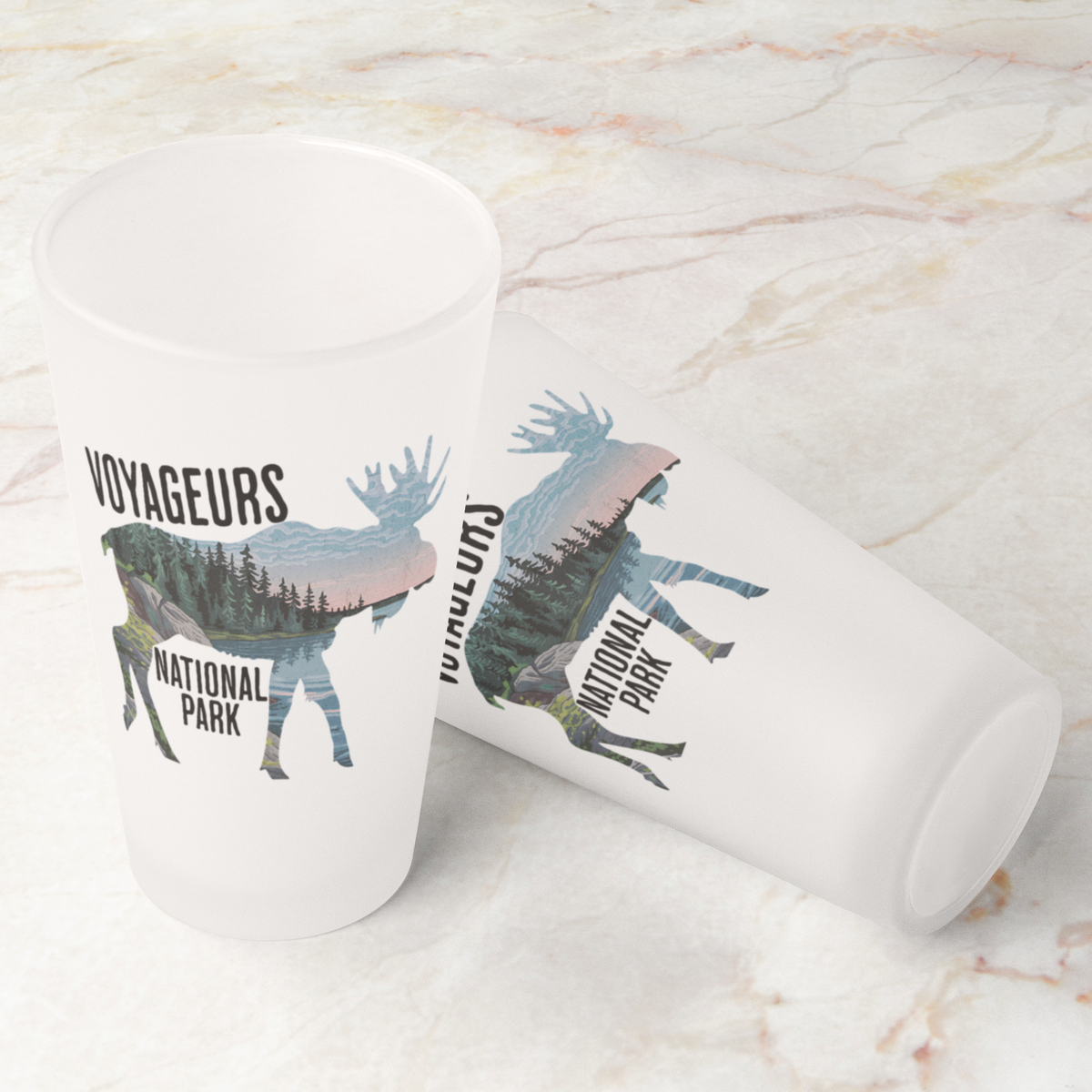 Voyageurs National Park Moose Frosted Pint Glass