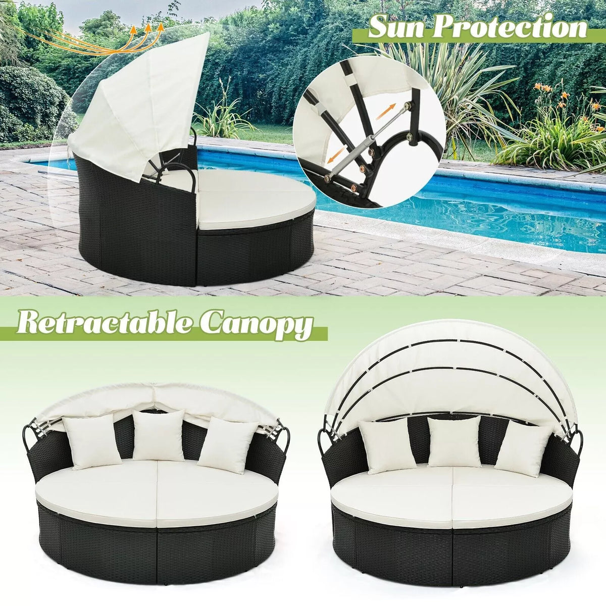 Kye Rattan Round Outdoor Garden Day Bed