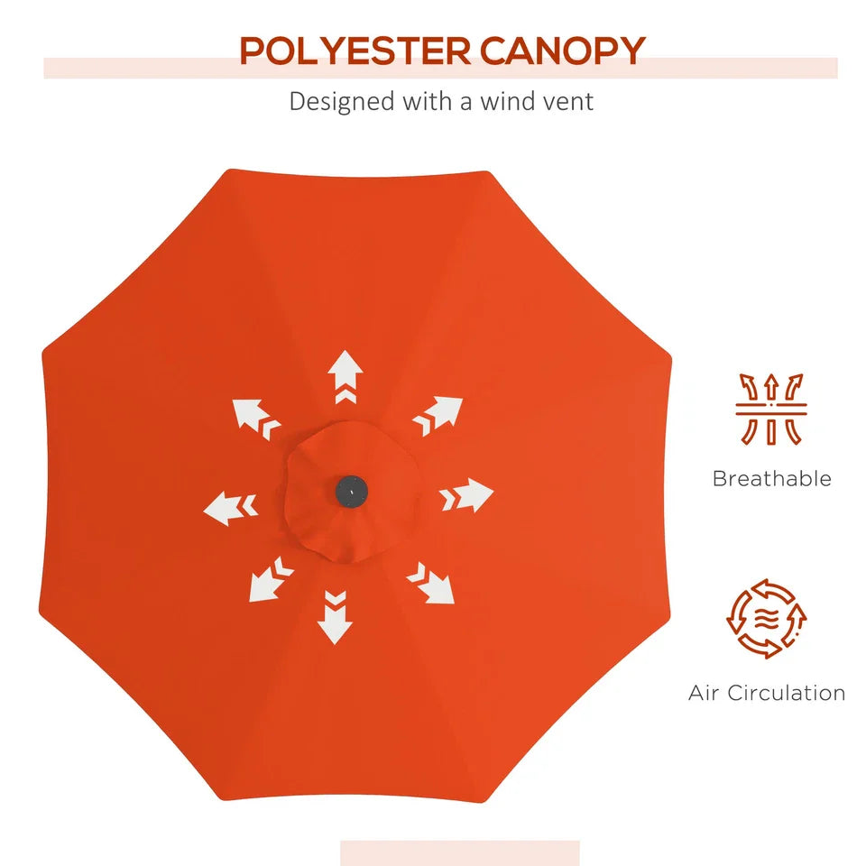 9FT Outdoor Large Patio Umbrella With LED