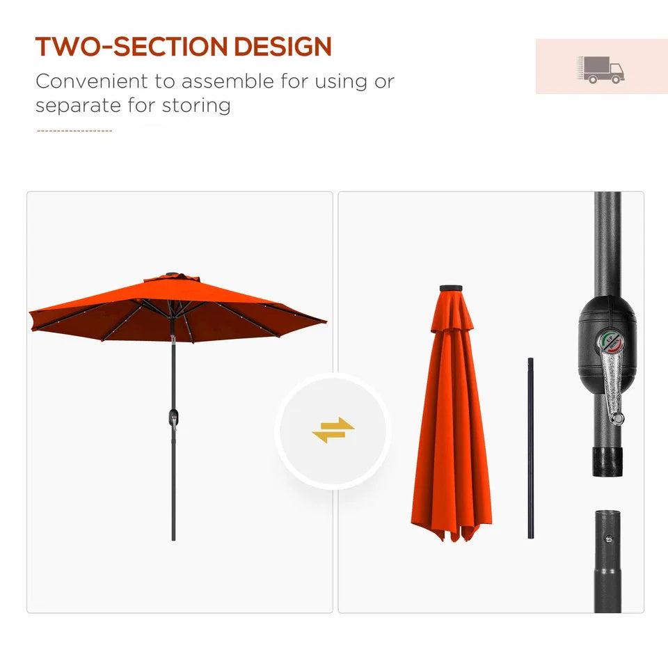9FT Outdoor Large Patio Umbrella With LED
