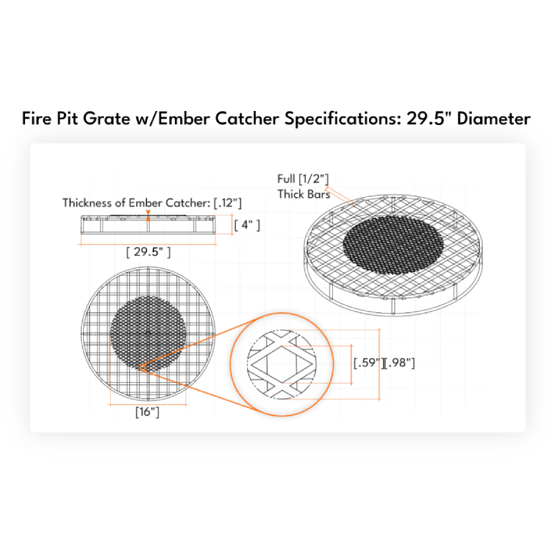 Walden Original Fire Pit Grate with Ember Catcher