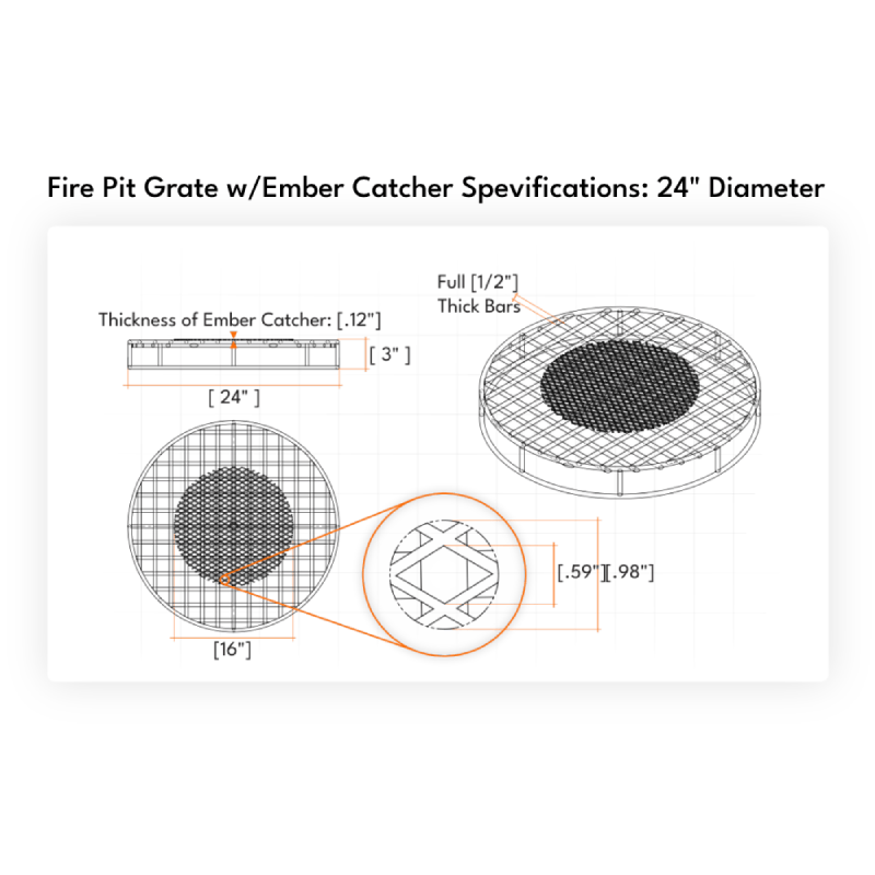 Walden Original Fire Pit Grate with Ember Catcher